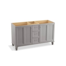 Kohler 99524-LG-1WT - Damask® 60'' bathroom vanity cabinet with furniture legs, 2 doors and 3 drawers