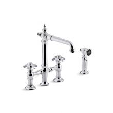 Kohler 76519-3M-CP - Artifacts® deck-mount bridge kitchen sink faucet with prong handles and sidespray