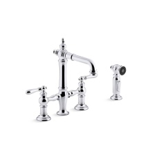 Kohler 76520-4-CP - Artifacts® Two-hole bridge bar sink faucet with side sprayer