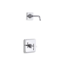 Kohler TLS13134-3A-CP - Pinstripe® Pure Rite-Temp® shower trim kit with cross handle, without showerhead