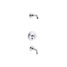 Kohler T14421-3L-CP - Purist® Rite-Temp® bath and shower trim kit with push-button diverter and cross handle,