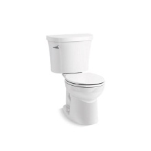 Kohler 25097-T-0 - Kingston™ Two-piece round-front 1.28 gpf toilet with tank cover locks