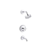 Kohler T14420-3G-CP - Purist® Rite-Temp® bath and shower trim kit with push-button diverter and cross handle,