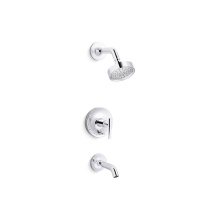 Kohler T14420-4G-CP - Purist® Rite-Temp® bath and shower trim kit with push-button diverter and lever handle,