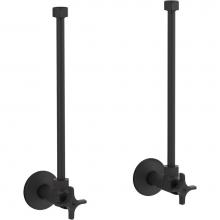 Kohler 7606-P-BL - Pair 1/2'' NPT angle supplies with stop, cross handle and annealed vertical tube