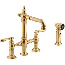 Kohler 76520-4-2MB - Artifacts® Two-hole bridge bar sink faucet with side sprayer