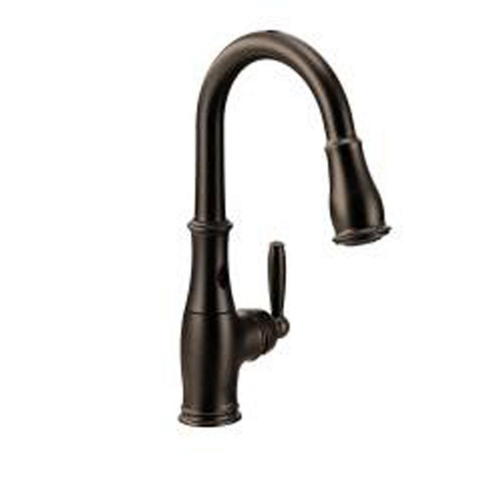 Oil rubbed bronze one-handle pulldown kitchen faucet