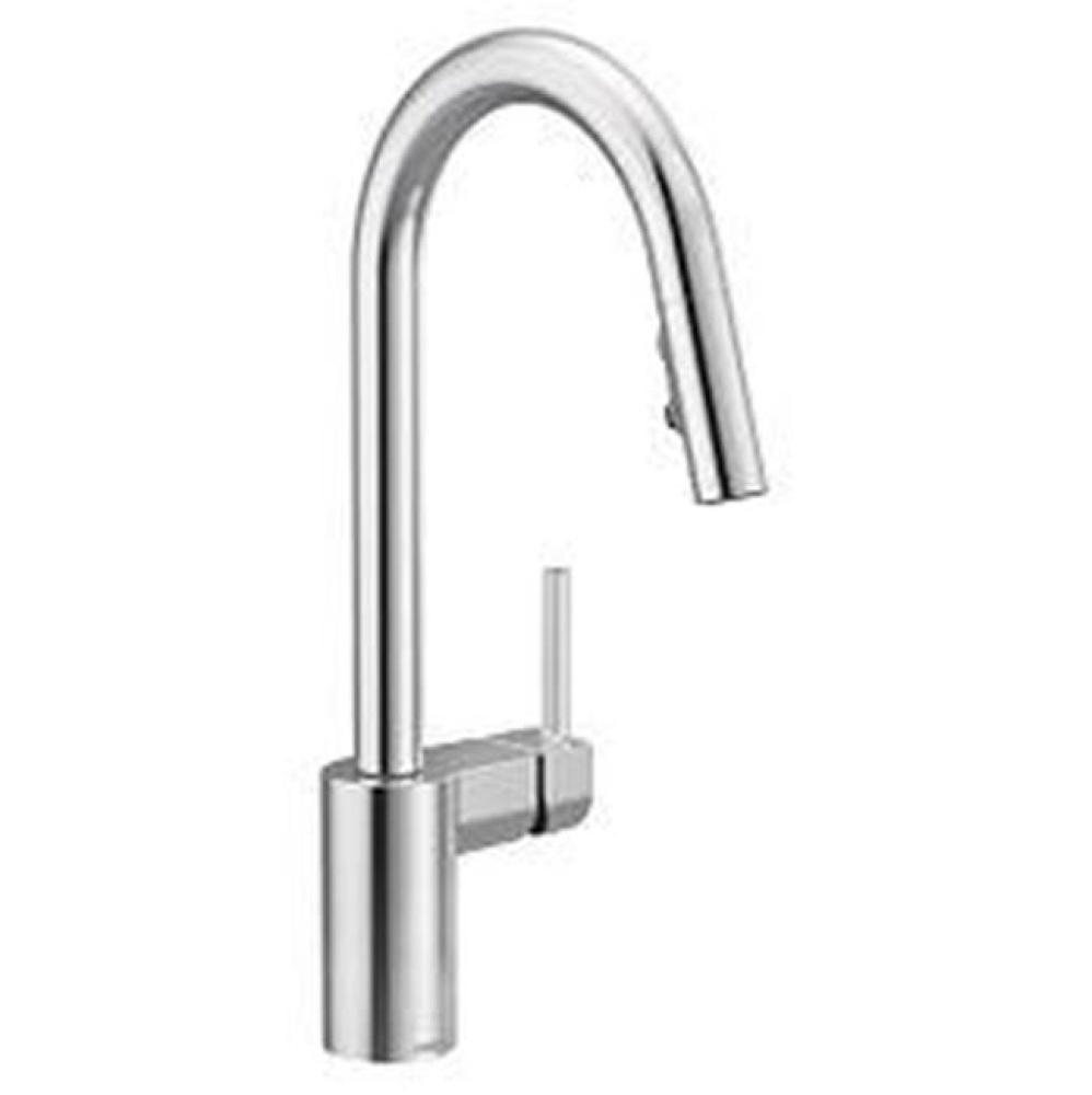Chrome one-handle pulldown kitchen faucet