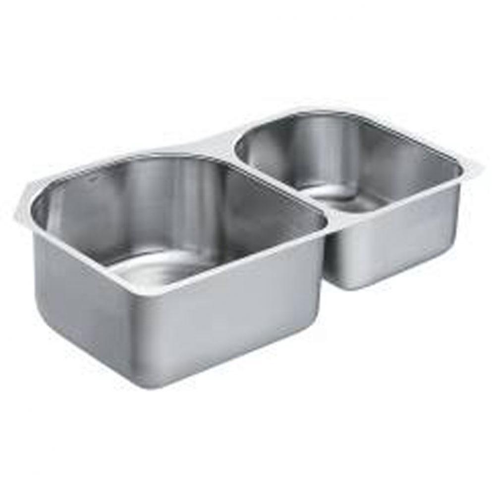 34-1/4 x 20 stainless steel 18 gauge double bowl sink
