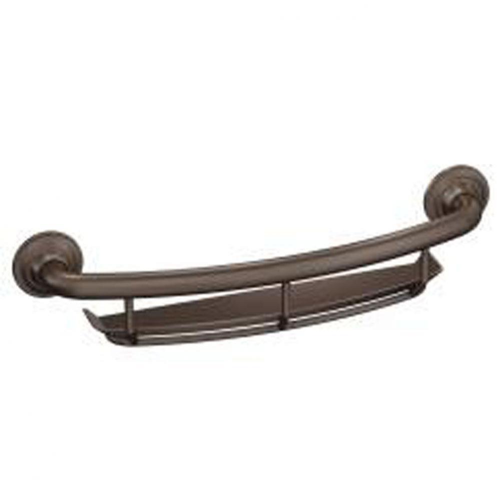 Old World Bronze 16'' Grab Bar With Corner Shelf Grab Bar With Accessories