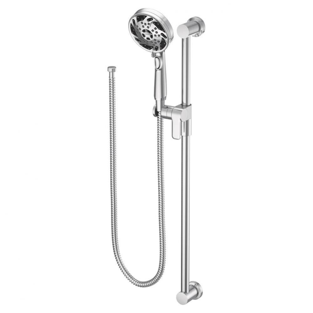 5-Function Massaging Handshower with Toggle Pause, Includes 30-Inch Slide Bar and 69-Inch Hose, Ch