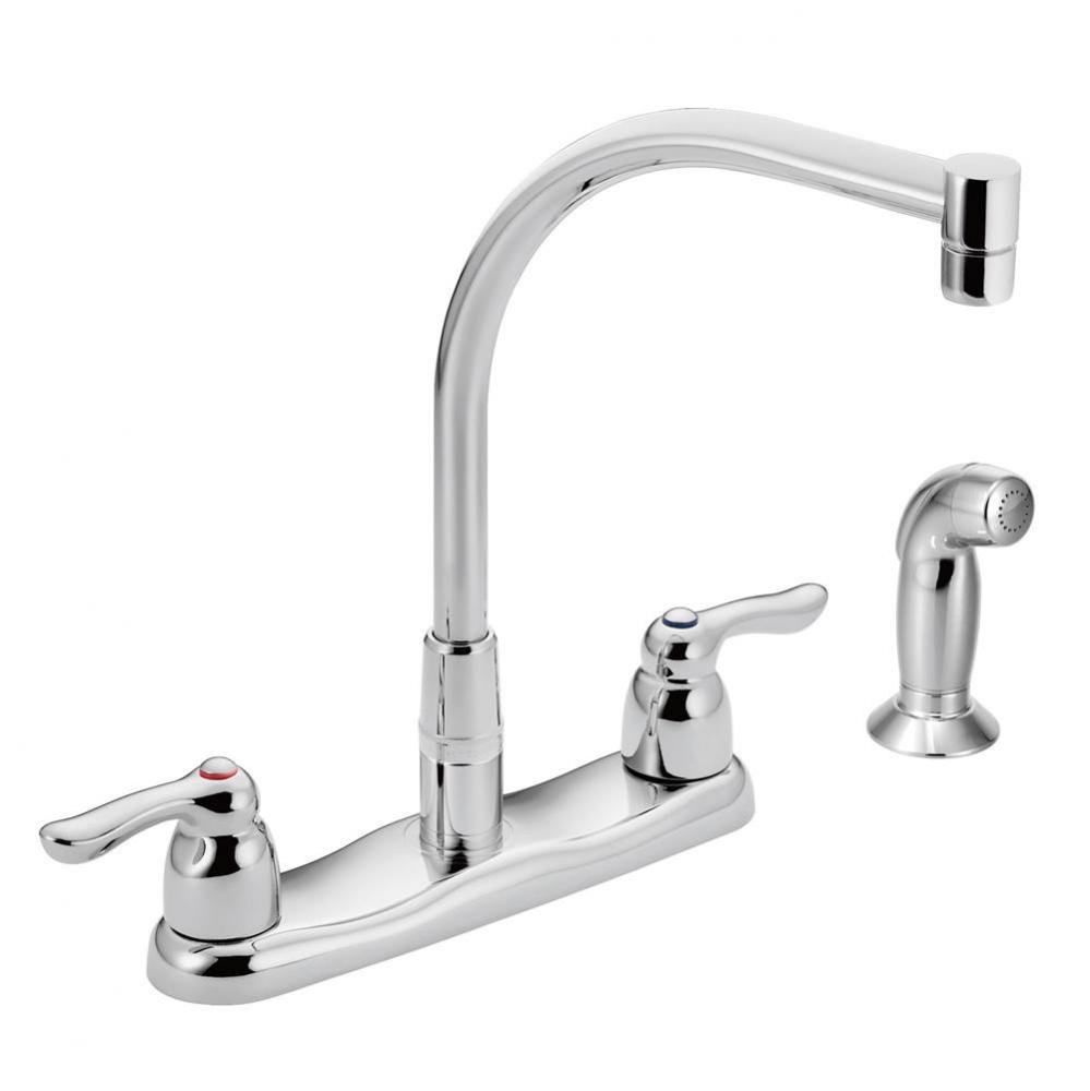 Chrome two-handle kitchen faucet