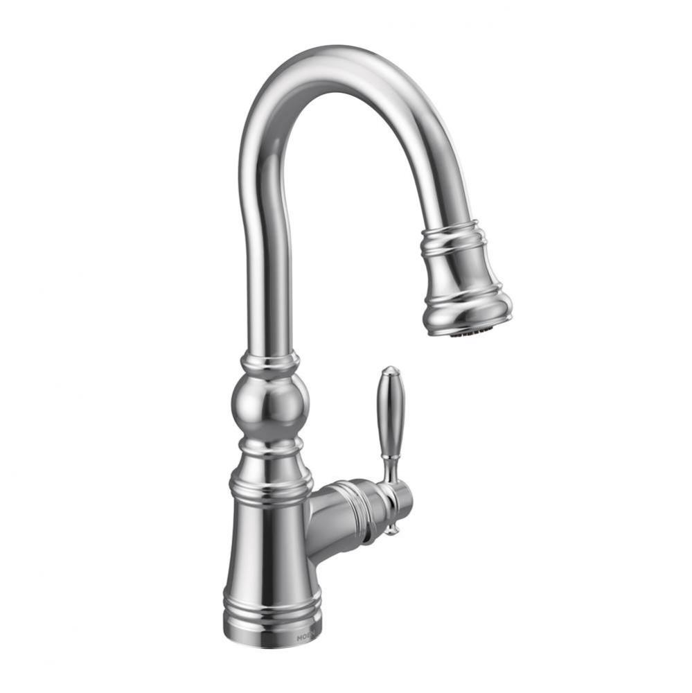 Weymouth Shepherd''s Hook Pulldown Kitchen Bar Faucet Featuring Metal Wand with Power Cl