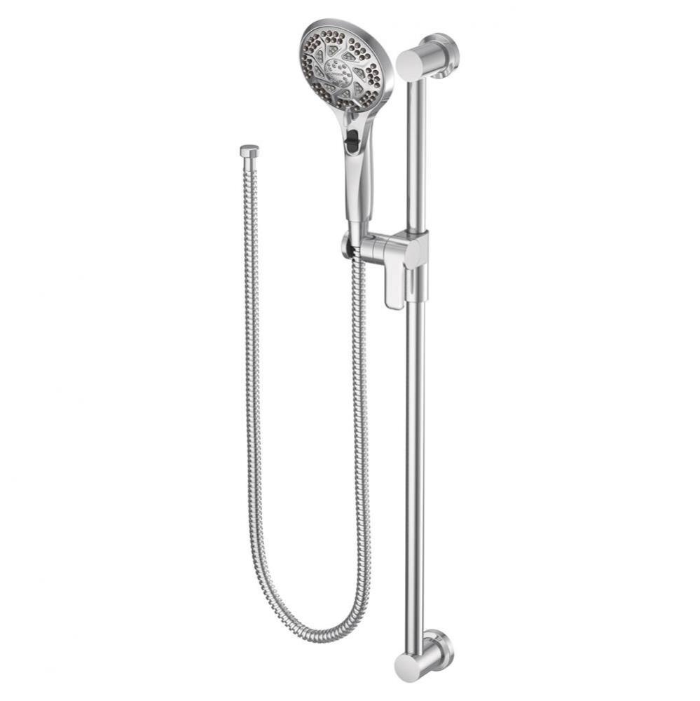 5-Function Massaging Handshower with Toggle Pause, Includes 30-Inch Slide Bar and 69-Inch Hose, Ch