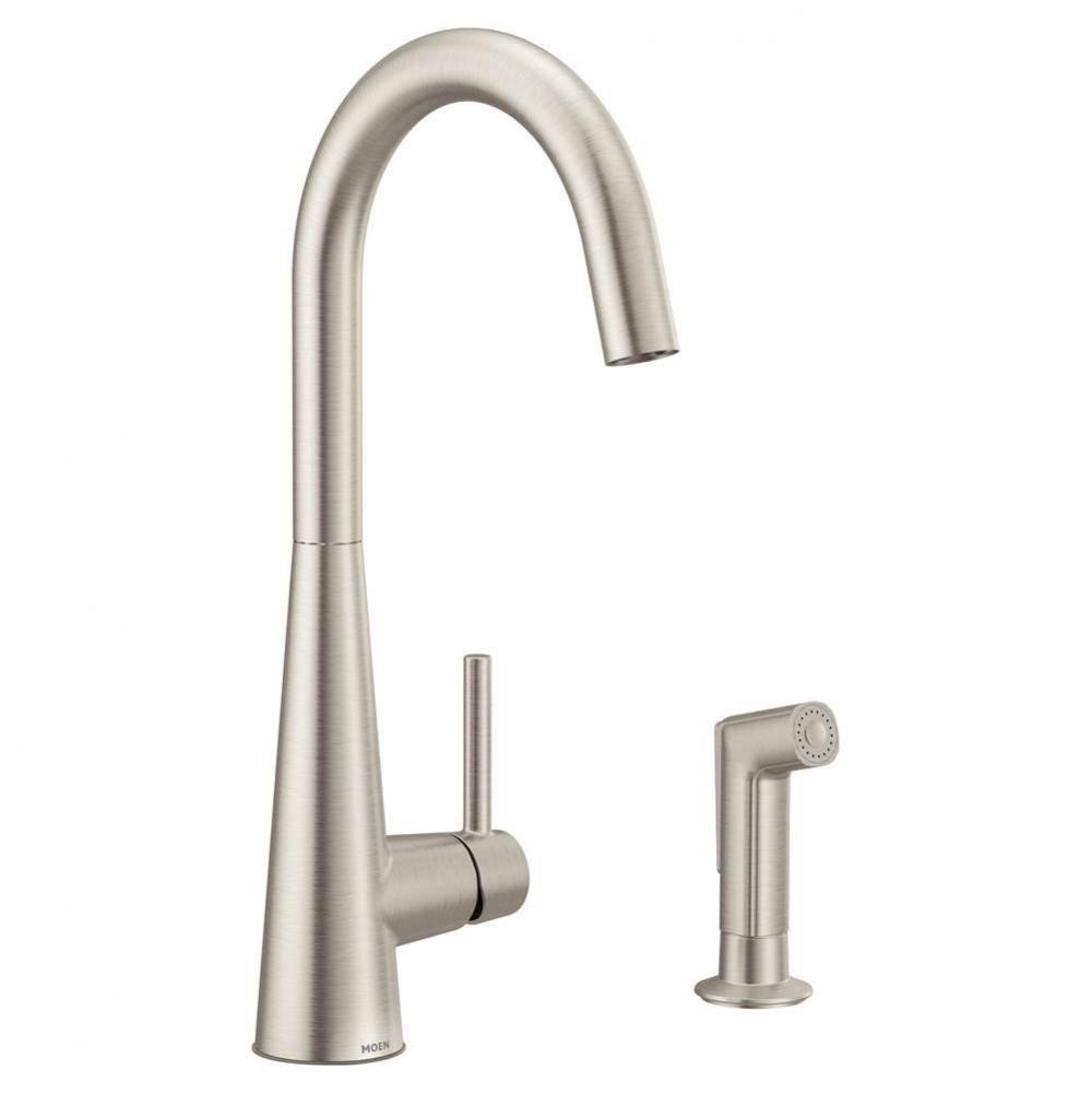 Sleek Single-Handle Standard Kitchen Faucet with Side Sprayer in Spot Resist Stainless