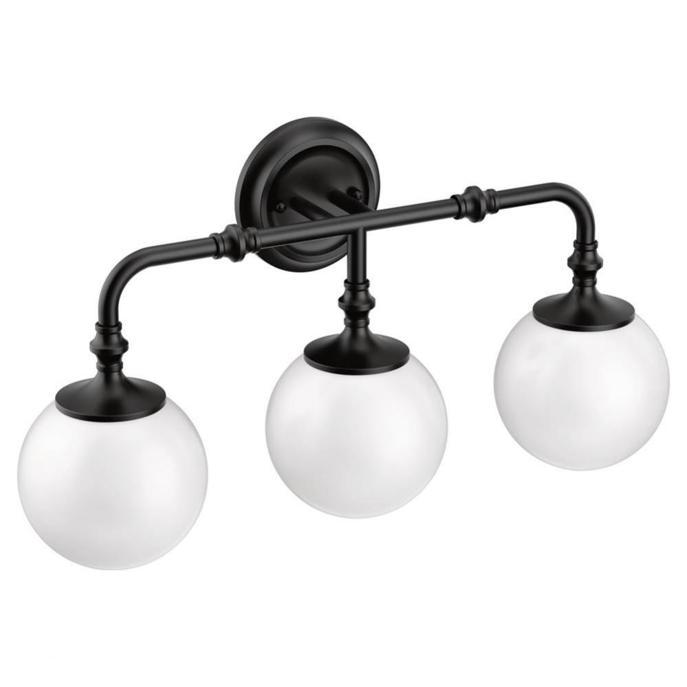 Matte Black Three Globe Bath Light