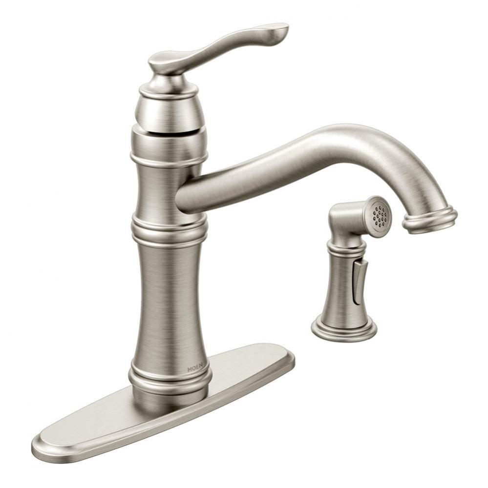 Belfield Traditional One Handle High Arc Kitchen Faucet with Side Spray and Optional Deckplate Inc