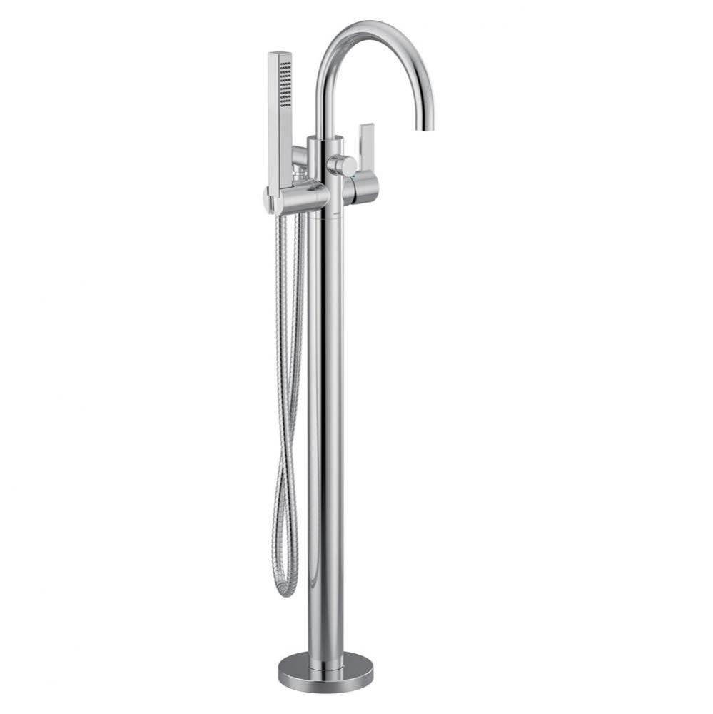 Cia One Handle Freestanding Floor Mount Tub Filler with Handshower in Chrome