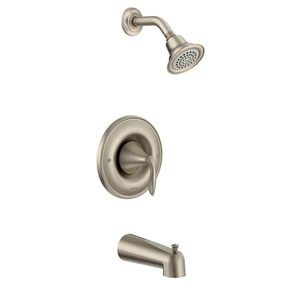 Eva 1-Handle Posi-Temp Tub and Shower Trim Kit with Eco-Performance Showerhead in Brushed Nickel (