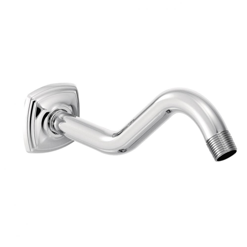 Curved Shower Arm with Wall Flange, Chrome