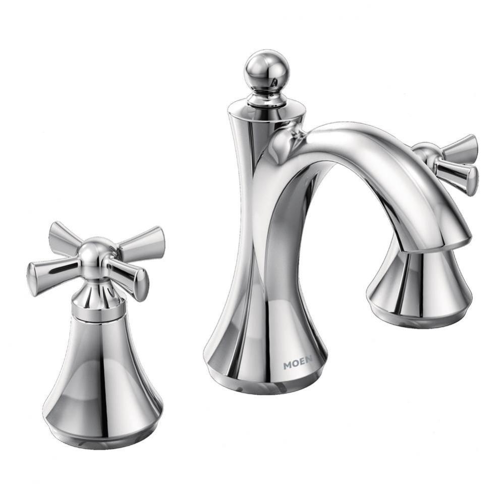 Wynford 8 in. Widespread 2-Handle High-Arc Bathroom Faucet with Cross Handles in Chrome (Valve Sol