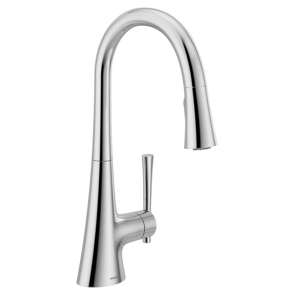 KURV Single-Handle Pull-Down Sprayer Kitchen Faucet with Reflex and Power Boost in Chrome