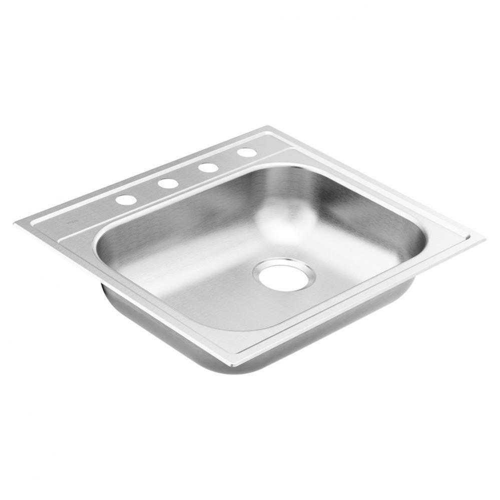 2000 Series 25-inch 20 Gauge Drop-in Single Bowl Stainless Steel Kitchen Sink, Right Drain, Featur
