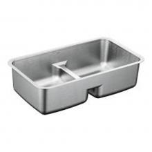 Moen G18252 - 29''x18'' stainless steel 18 gauge double bowl sink