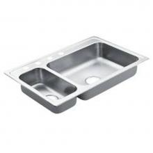 Moen G202854 - 33''x22'' stainless steel 20 gauge double bowl drop in sink