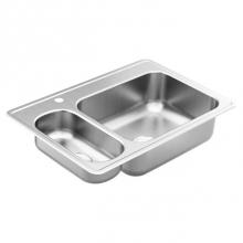 Moen GS202861Q - 33''x22'' stainless steel 20 gauge double bowl drop in sink