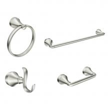 Moen Y1394BN - Spot Resist Brushed Nickel Pivoting Paper Holder Towel Bar Double Robe Hook Towel Ring