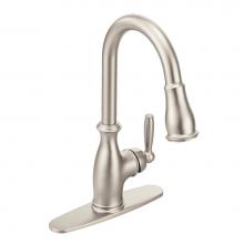 Moen 7185SRS - Brantford One-Handle Pulldown Kitchen Faucet Featuring Power Boost and Reflex, Spot Resist Stainle