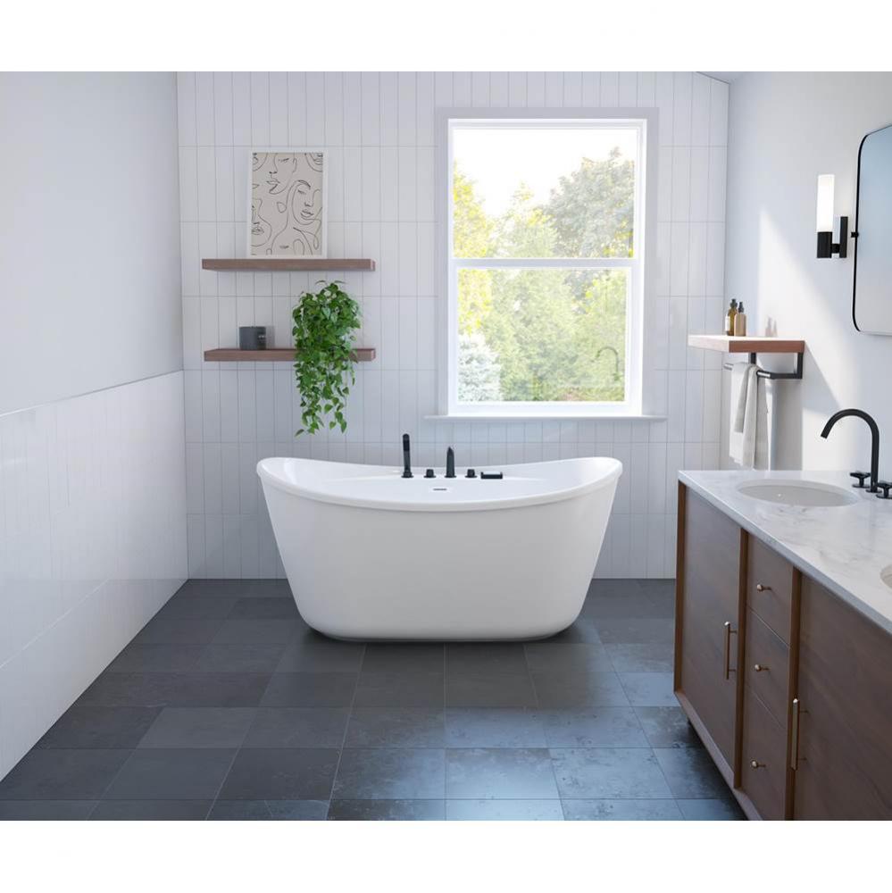 Sonoma 58 x 32 AcrylX Freestanding Center Drain Bathtub in White with White Skirt