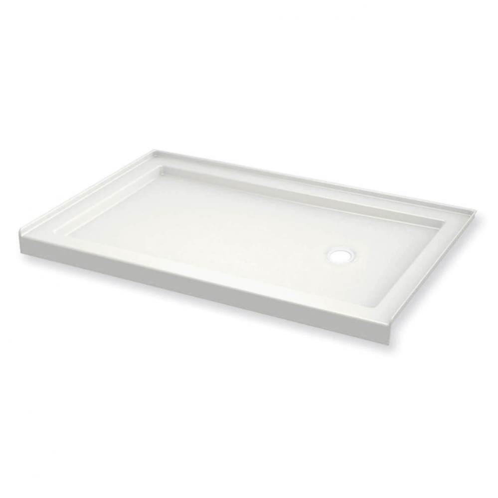 B3Round 6030 Acrylic Alcove Shower Base in White with Left-Hand Drain