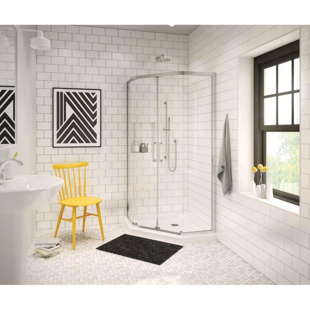 Neo-Angle Base 38 3 in. 38 x 38 Acrylic Corner Left or Right Shower Base with Corner Drain in Whit