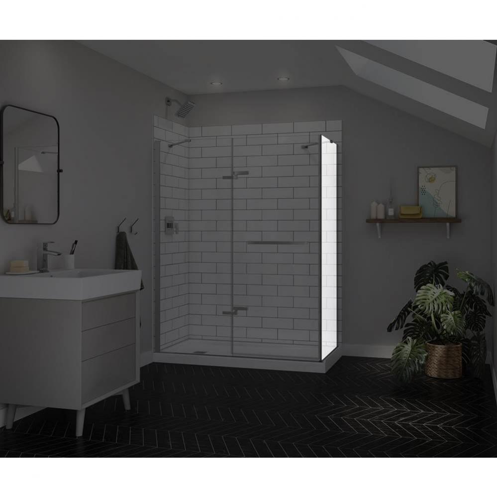 Reveal Sleek 71 Return Panel for 32 in. Base with Clear glass in Chrome