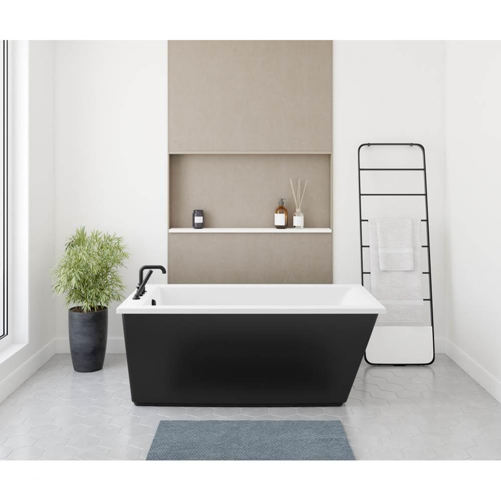 Elinor 6032 AcrylX Freestanding End Drain Bathtub in White with Black Skirt