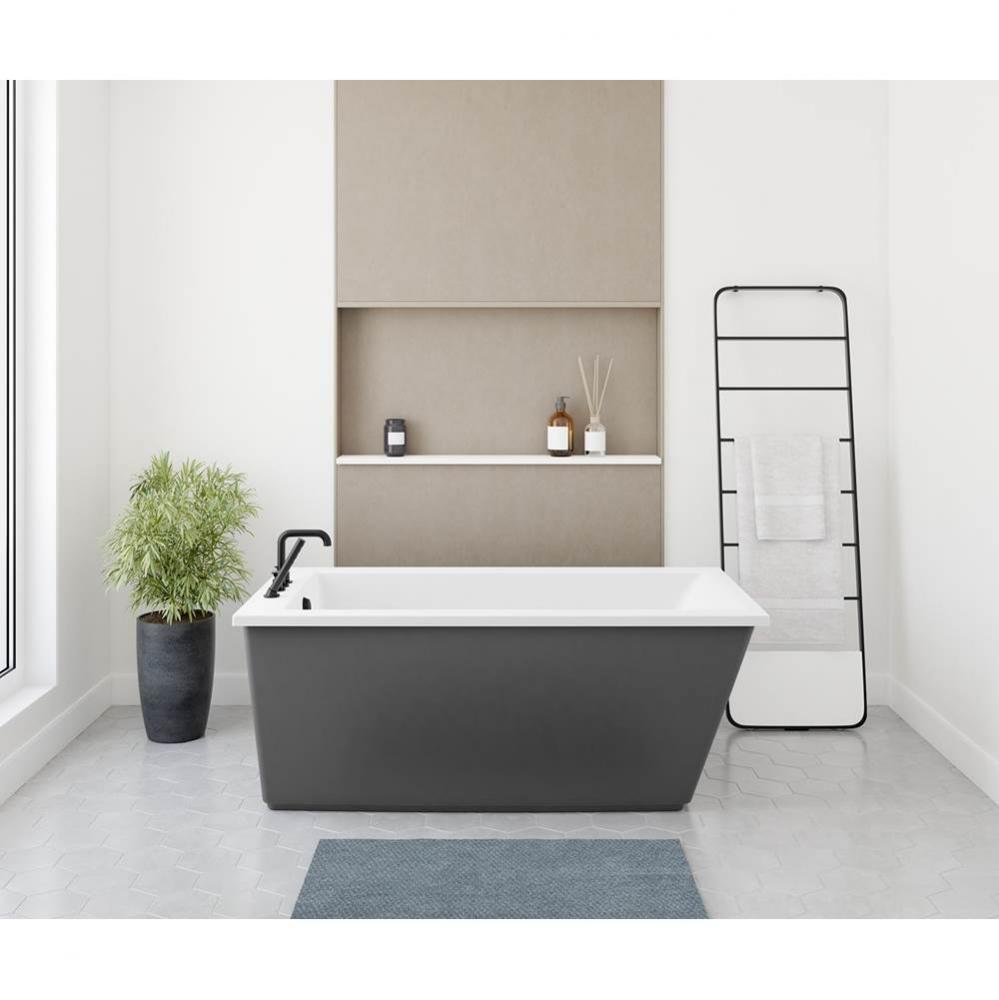 Elinor 6032 AcrylX Freestanding End Drain Bathtub in White with Thundey Grey Skirt