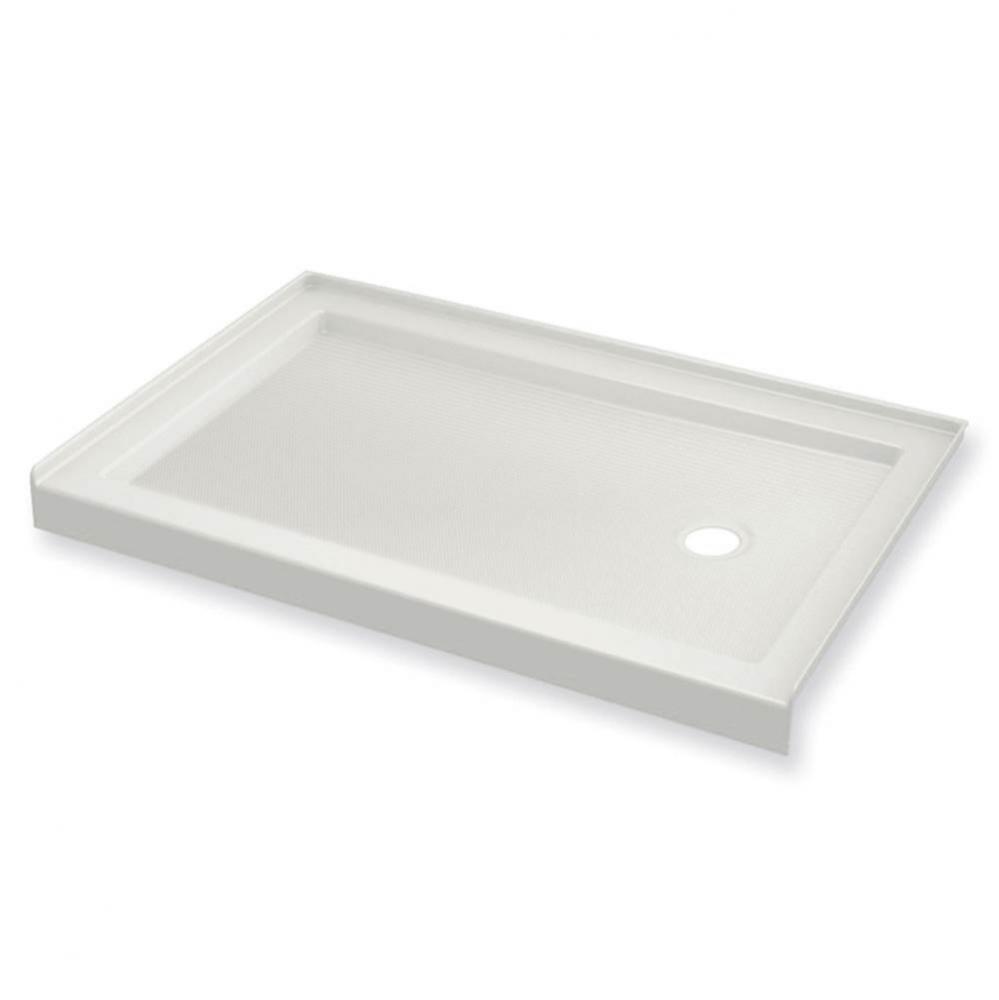 B3Round 6036 Acrylic Alcove Shower Base in White with Anti-slip Bottom with Left-Hand Drain