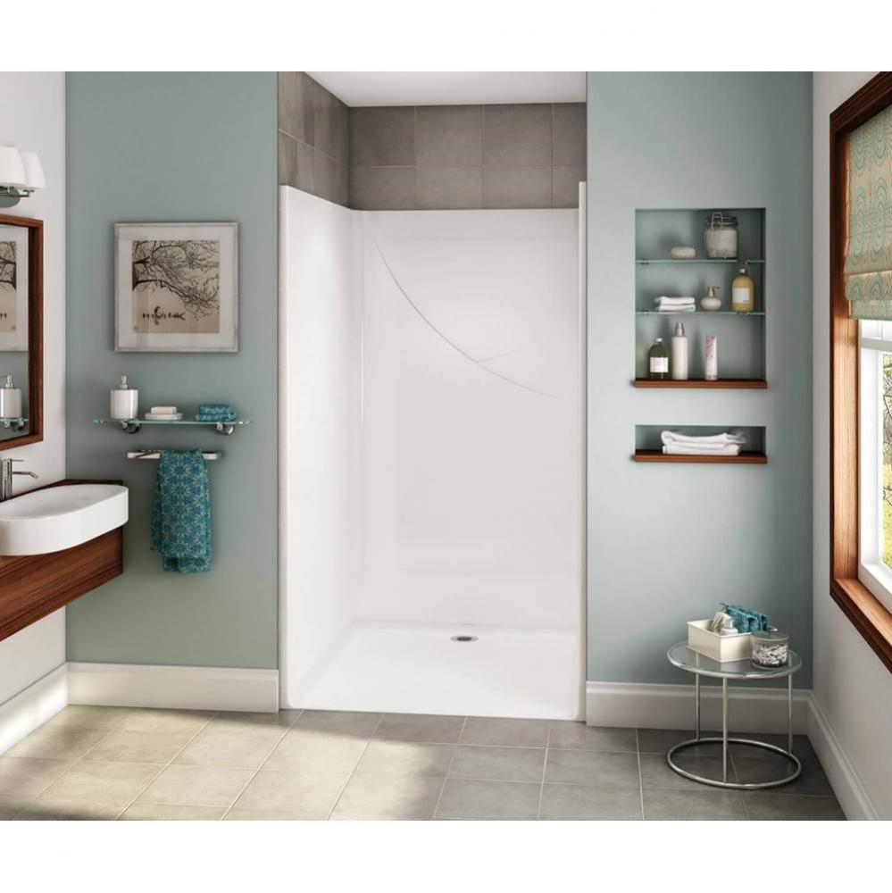 OPS-4248 - Base Model AcrylX Alcove Center Drain One-Piece Shower in White