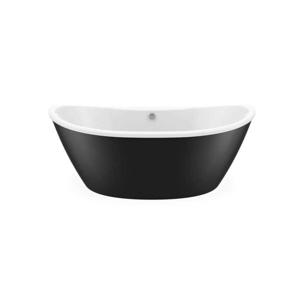 Delsia 6636 AcrylX Freestanding Center Drain Bathtub in White with Black Skirt