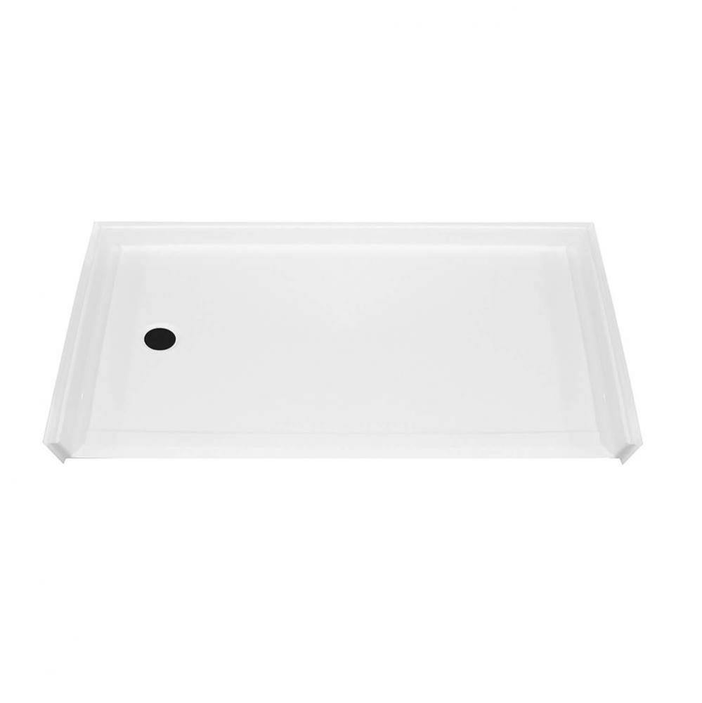 MX QSI-6030-BF 1 in. AcrylX Alcove Shower Base with Left-Hand Drain in White