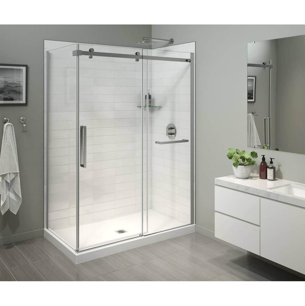 Halo Pro 60 x 36 x 78 3/4 in. 8mm Sliding Shower Door with Towel Bar for Corner Installation with