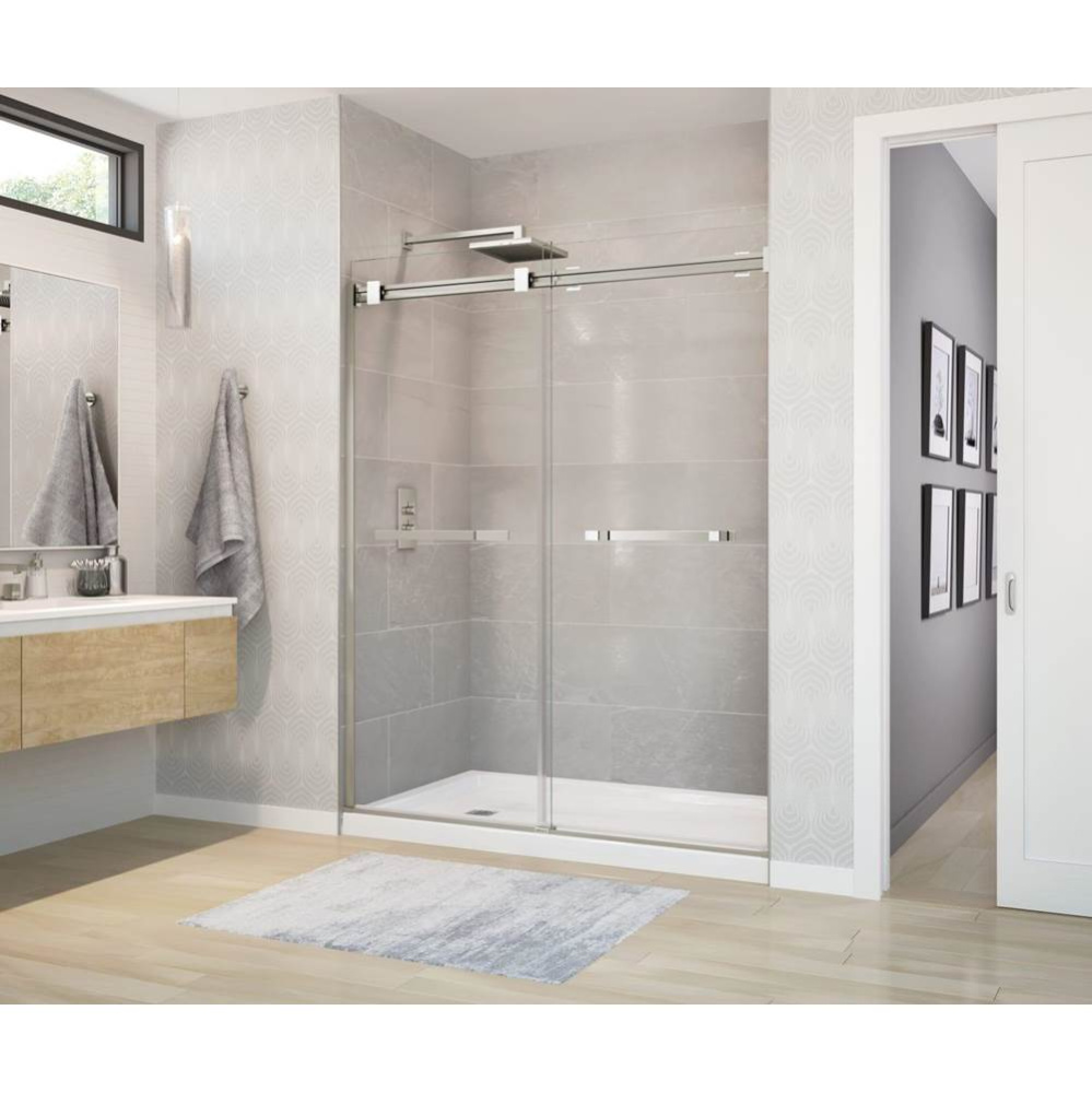 Duel 56-58.5 x 70.5-74 in. 8 mm Bypass Shower Door for Alcove Installation with Clear glass in Bru