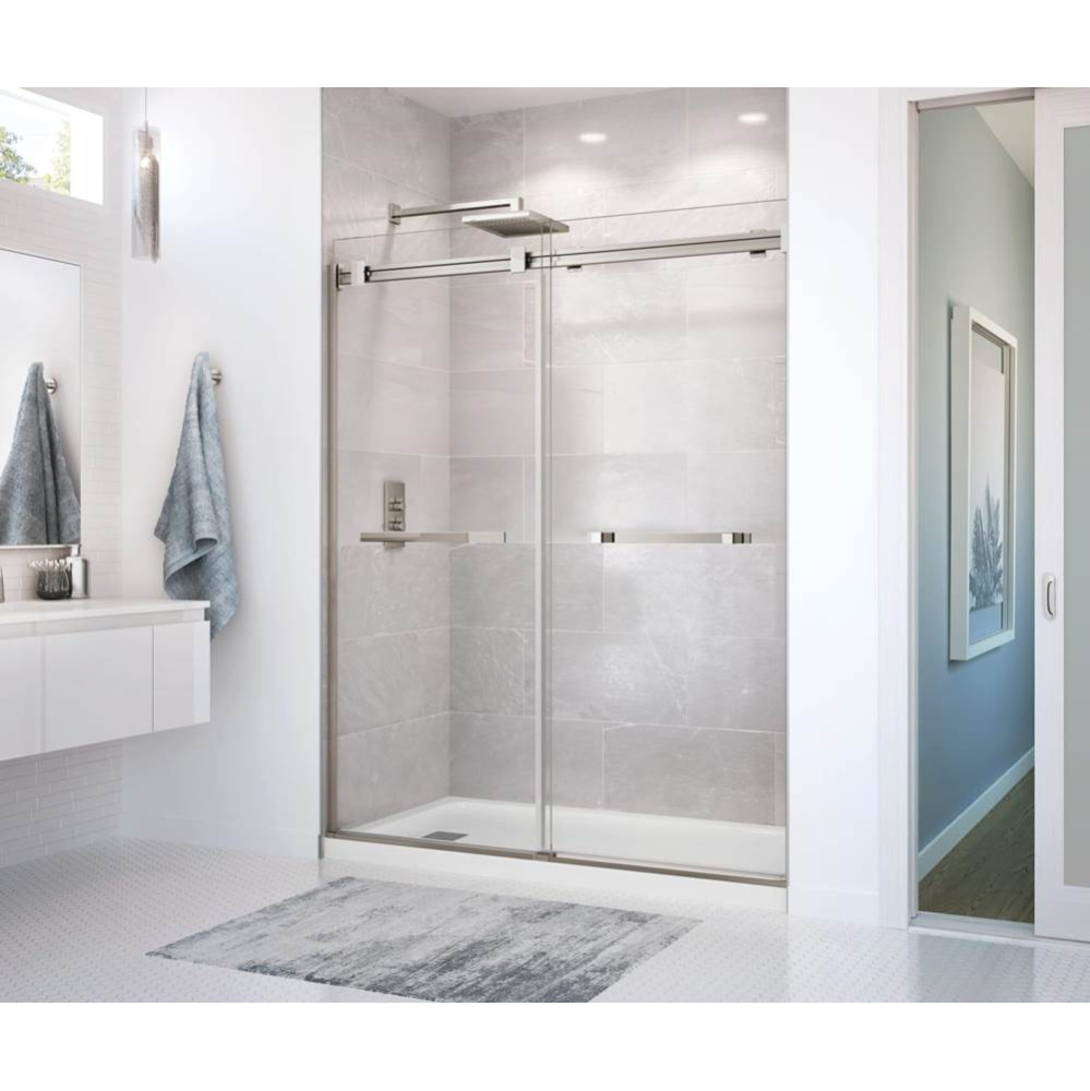 Duel 56-58.5 x 70.5-74 in. 8mm Bypass Shower Door for Alcove Installation with Clear glass in Brus