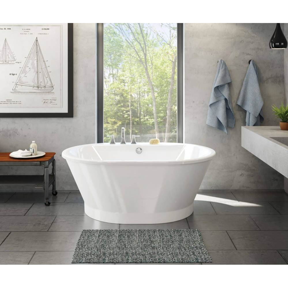 Brioso 6042 AcrylX Freestanding Center Drain Bathtub in White with White Skirt