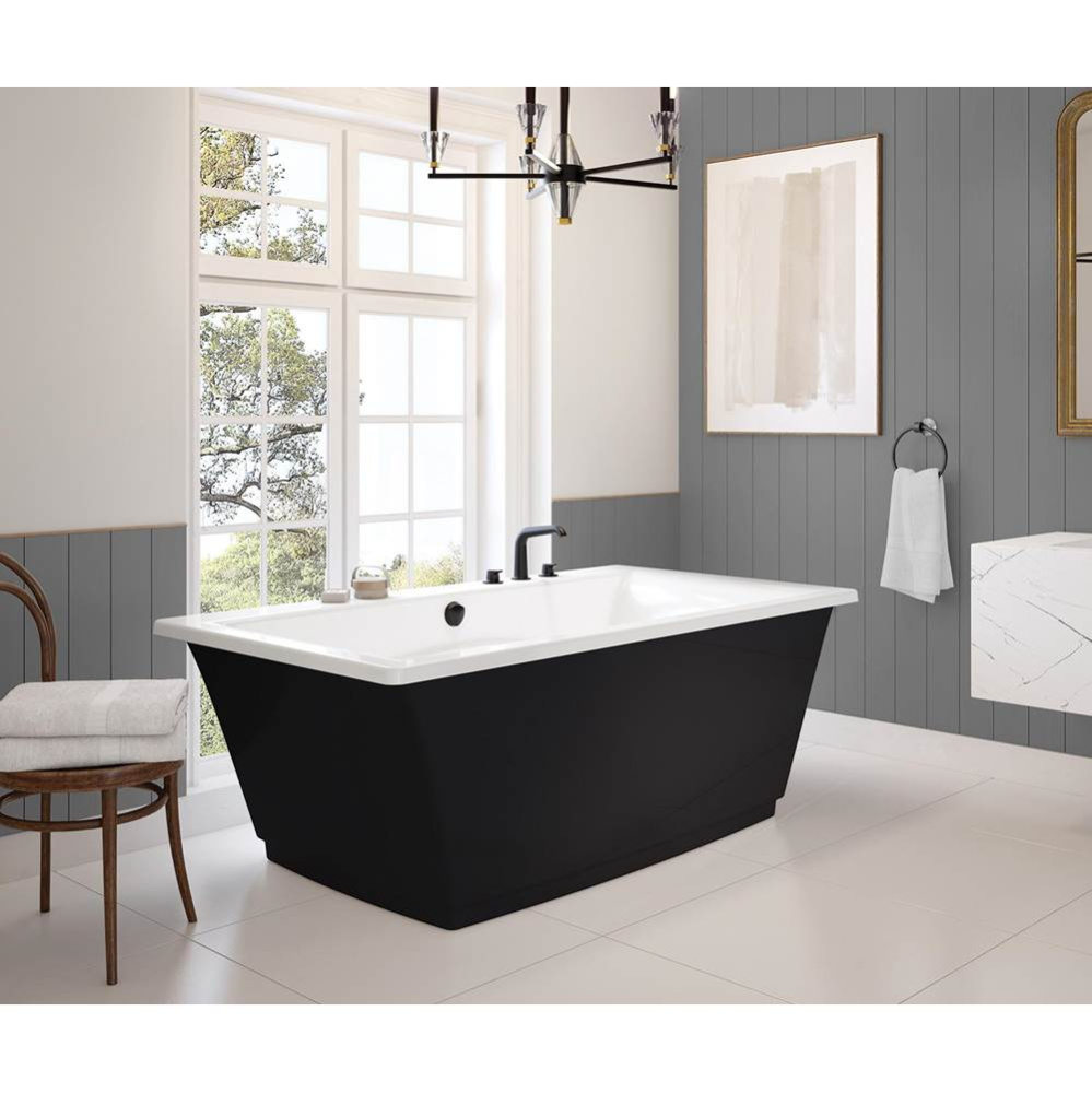 Optik 6636 F Acrylic Freestanding Center Drain Bathtub in White with Black Skirt