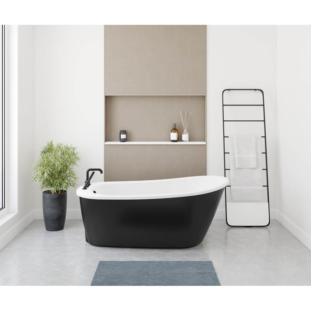 Sax 6032 AcrylX Freestanding End Drain Bathtub in White with Black Skirt