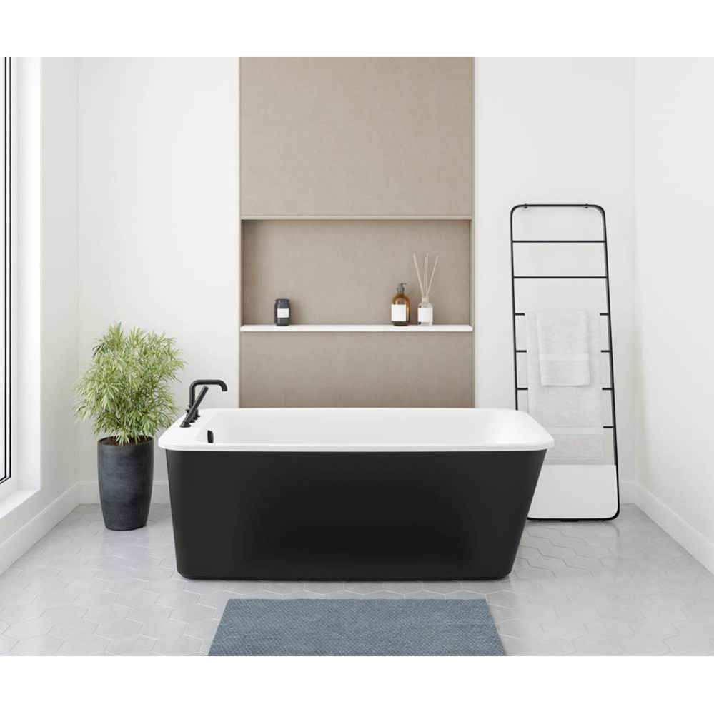 Lounge 6434 Acrylic Freestanding End Drain Bathtub in White with Black Skirt