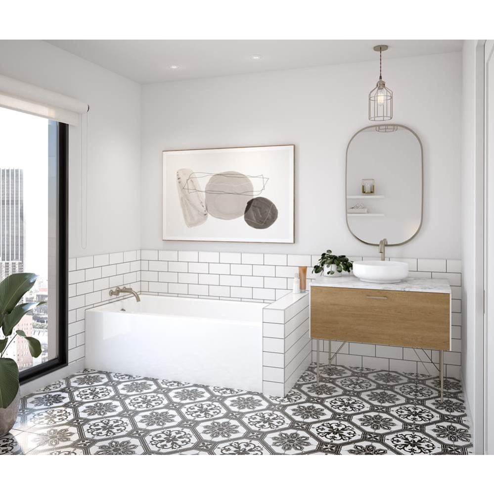 Rubix 6030 Acrylic Alcove Right-Hand Drain Bathtub in White